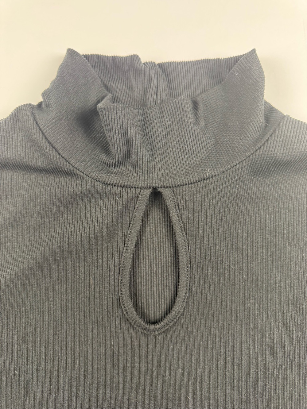 French Laundry Black Mock Neck Top with Lace Sleeves - Picture 2 of 8